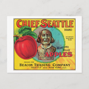 Cartão Postal Rótulo das Maçãs de Seattle