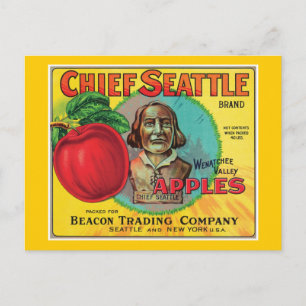 Cartão Postal Rótulo das Maçãs de Seattle