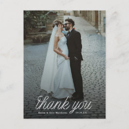 Cartão Postal Rótulo de Casamento Minimalista em Script