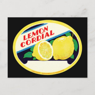 Cartão Postal Rótulo de Cordial de Limão de Vintage