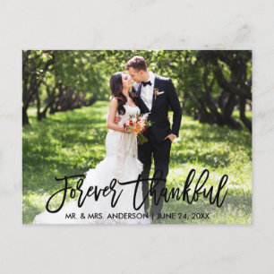 Cartão Postal Rótulo de Foto de Casamento com Letra de Pincel Mo
