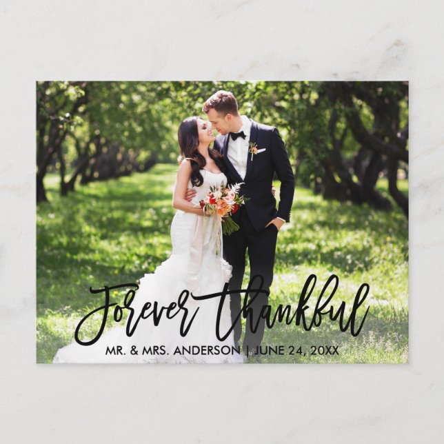 Cartão Postal Rótulo de Foto de Casamento com Letra de Pincel Mo (Frente)