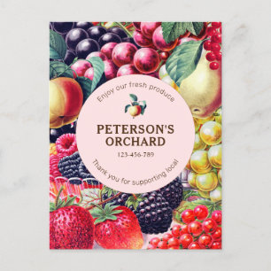 Cartão Postal Rótulo de Frutas Vintage Botânicas do Produtor Loc
