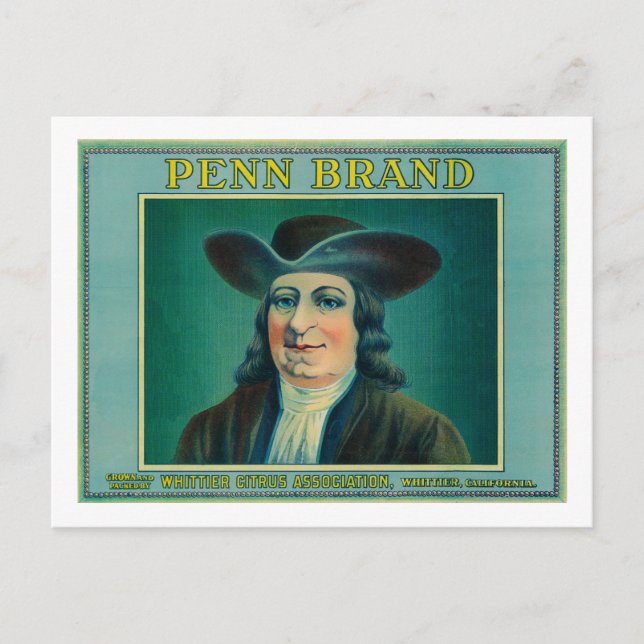 Cartão Postal Rótulo de Limão PennWhittier, CA (Frente)