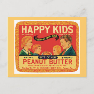 Cartão Postal Rótulo de produto Comida de manteiga de amendoim 