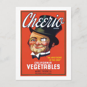 Cartão Postal Rótulo de Produto de Comida Vegetais Vintage