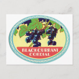 Cartão Postal Rótulo de Vintagem de Berries Escuros Cordiais de 