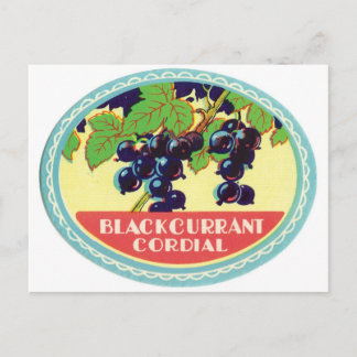 Cartão Postal Rótulo de Vintagem de Berries Escuros Cordiais de