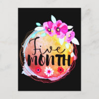 Rótulo Floral de Milestone para Bebês de Cinco Mes