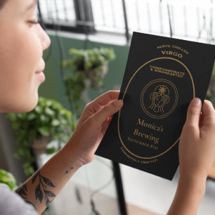 Cartão Postal Rótulo Personalizado de Apothecário Dourado de Vir