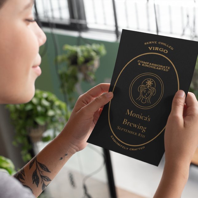 Cartão Postal Rótulo Personalizado Virgem Zodíaco Apotecário Dou (Criador carregado)