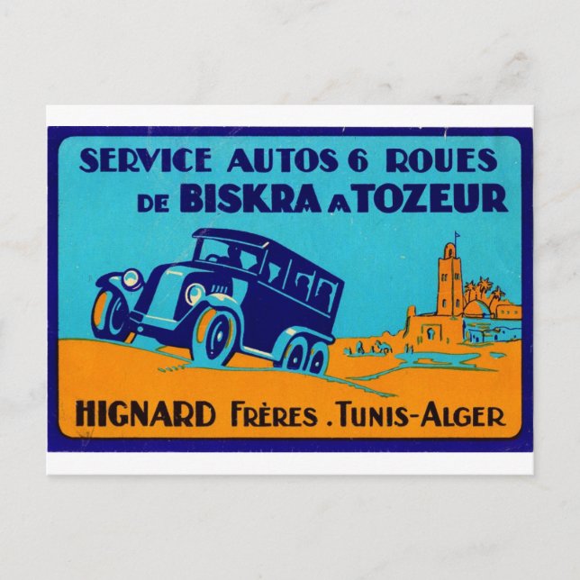 Cartão Postal Rótulo retrô de Frere Tunis Postcatd (Frente)