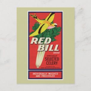 Cartão Postal Rótulo Vintage Red Bill Celeron