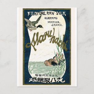 Cartão Postal Rótulos de Seda Japoneses Vintage de Patos