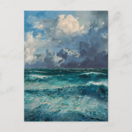 Cartão Postal Rough Seas - Impressionism Style Seascape Art
