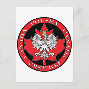 Cartão Postal Round Polska Canada Leaf