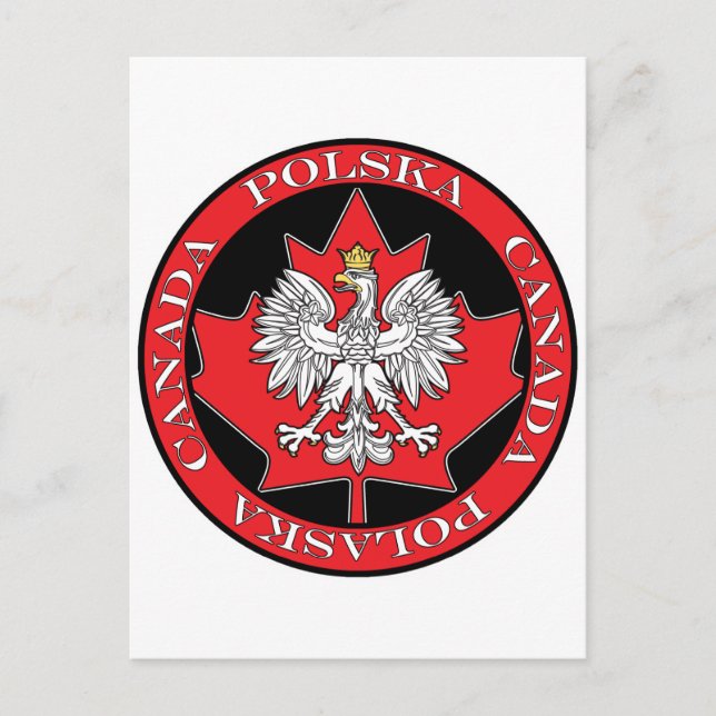 Cartão Postal Round Polska Canada Leaf (Frente)
