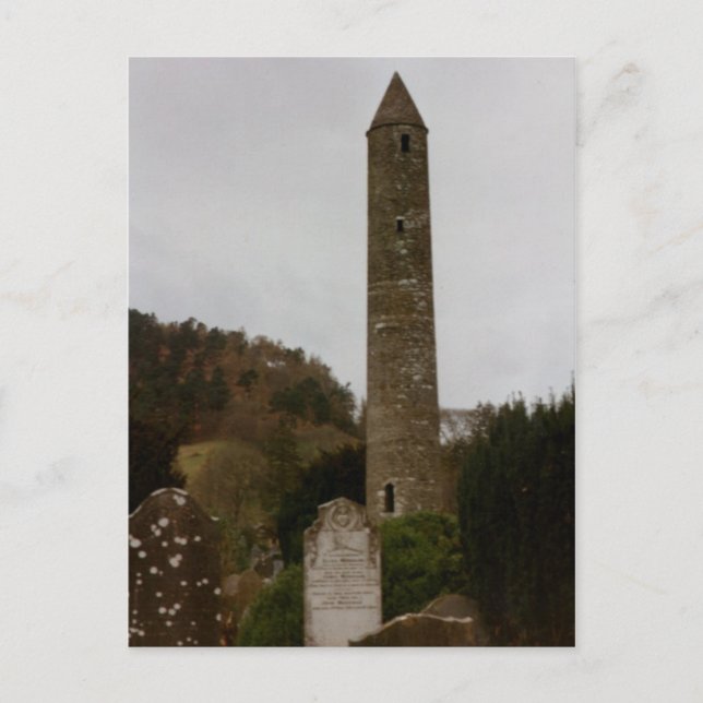 Cartão Postal Round Tower, Glendalough, Co. Wicklow, Irlanda (Frente)