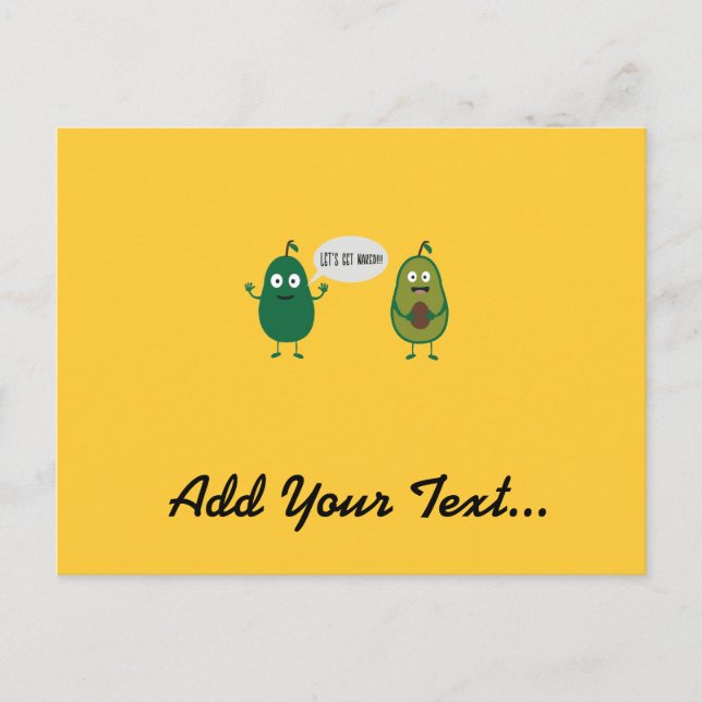 Cartão Postal roupa de abacate louca (Frente)