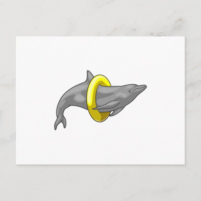 Cartão Postal Roupa de salva-vidas de natação de golfinho (Frente)