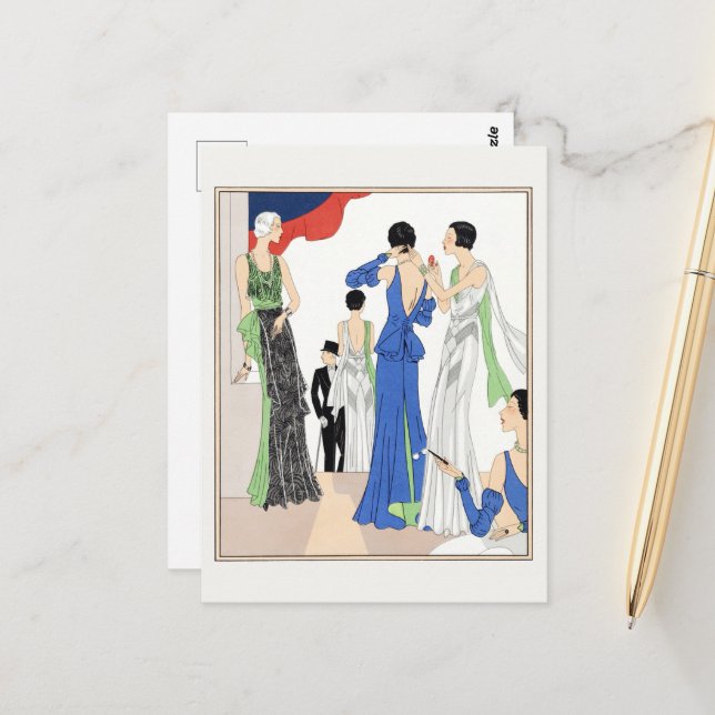 Cartão Postal Roupas noturnas (1932) de Paquin (Frente/Verso In Situ)