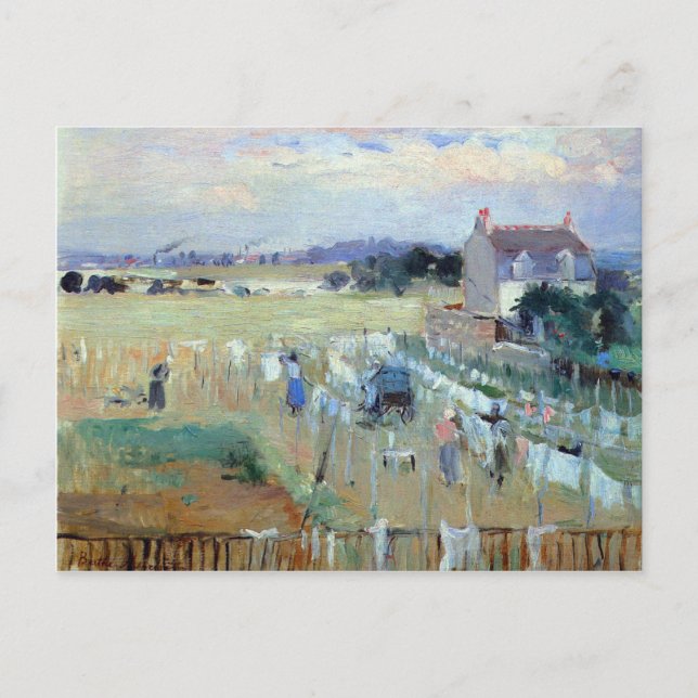 Cartão Postal Roupas secando de Berthe Morisot (Frente)
