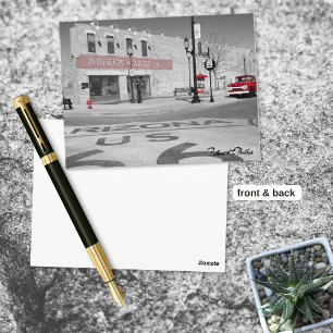 Cartão Postal Route 66 Arizona Winslow - Foto de abertura vermel