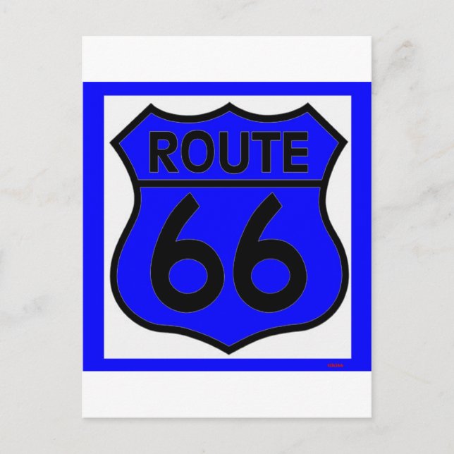 Cartão Postal Route 66 Blue Personalize! (Frente)