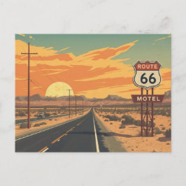 Cartão Postal Route 66 Sunset Vintage Road Travel Art