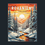 Cartão Postal Rovaniemi Finlândia Viagem Arte Vintage<br><div class="desc">Rovaniemi design de viagem retro vetor. Rovaniemi é a capital da Lapônia,  no norte da Finlândia.</div>