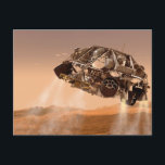 Cartão Postal Rover & Estágio de Descida Para Mars Science Labor<br><div class="desc">Conceito do artista do rover e estágio de descida para a nave Mars Science Laboratory durante o minuto final antes do rover Curiosity pousar na superfície de Marte.</div>
