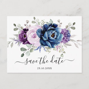 Cartão Postal Roxo Azul Poeira Lilás Roxo Flores Salve a data