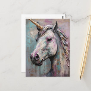 Cartão Postal Roxo Azul Unicorn