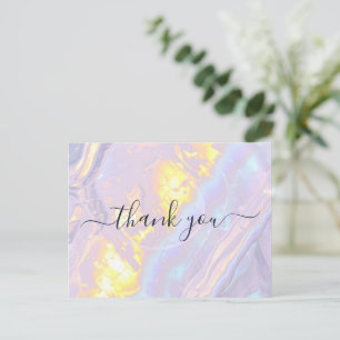 Cartão Postal Roxo Claro Holográfico Elegante Obrigado