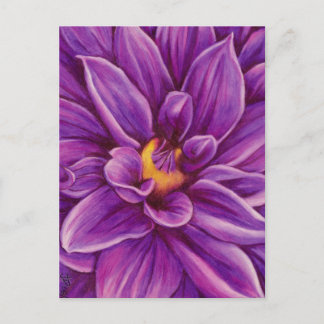 Cartão Postal Roxo Dahlia Flower Arte Original