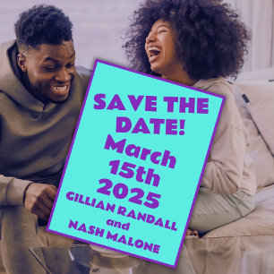 Cartão Postal Roxo de 900 em Casamento de Teal Salva-a-Data