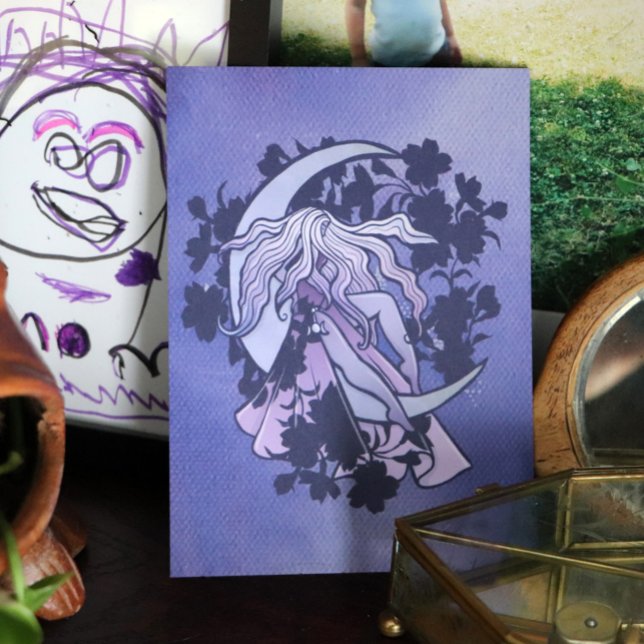 Cartão Postal Roxo Deusa da Lua Wiccan Triple Moon - Símbolo de  (Criador carregado)