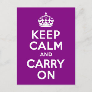 Cartão Postal Roxo Fique Calmo e Continue