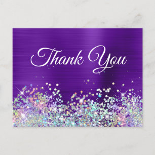 Cartão Postal Roxo Índigo Feminino Holo Brilho Obrigado