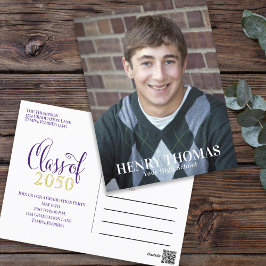 Cartão Postal Roxo Minimalista Simples e Moderno do Formando de