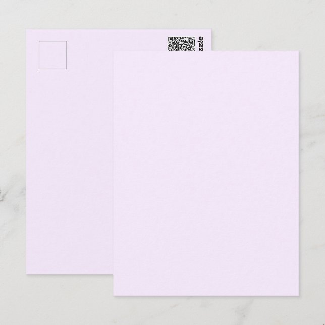 Cartão Postal Roxo Rosa Claro Branco Pastel Cor Sólida (Frente/Verso)