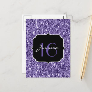 Cartão Postal Roxo ultravioleta brilho faísca Doce 16
