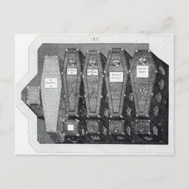 Cartão Postal Royal Coffins na Abadia de Westminster (Frente)
