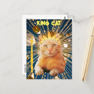 Cartão Postal Royal King Cat Engraçado Para Os Pet-Groomônios De