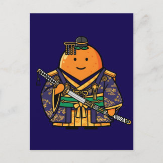 Cartão Postal Royal Orange Samurai Officer Japanese Kimono