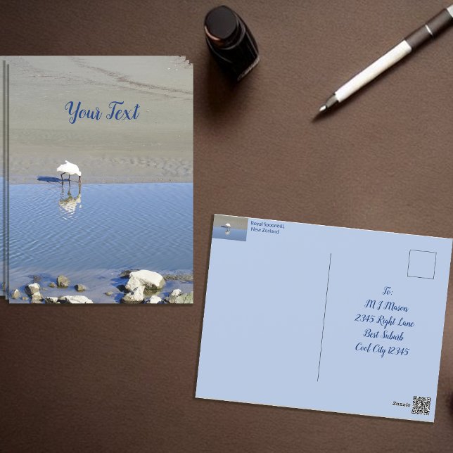 Cartão Postal Royal Spoonbill Bird Personalizado (perfect for Holiday contact, or over the seas correspondence)