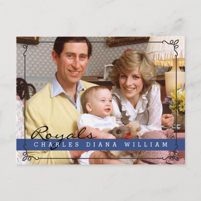Cartão Postal Royals Charles Diana e William (Frente)