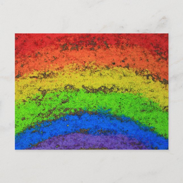 Cartão Postal ROYGBIV Grunge Rainbow Sidewalk Chalk (Frente)