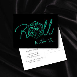 Cartão Postal RPG Dados | Mesa de Jogo Esmeralda Mudança de Data