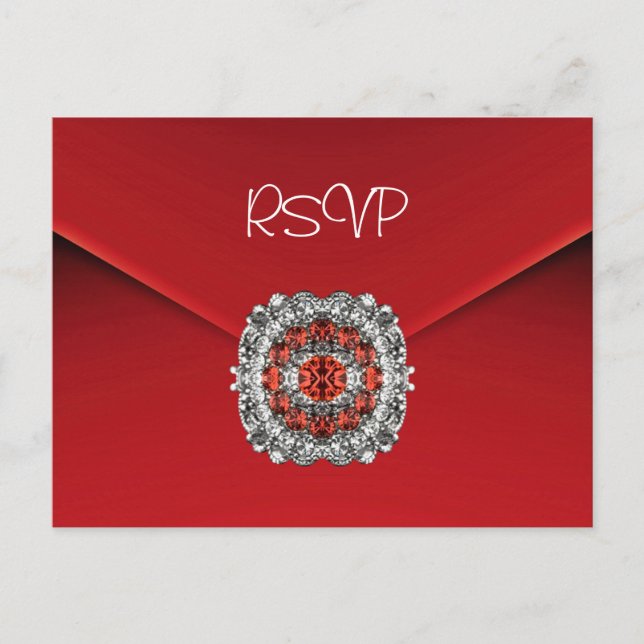 Cartão-postal RSVP Convite para Red Diamond Jewel (Frente)
